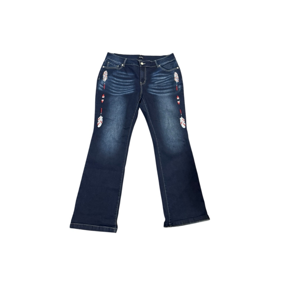 Women's Blue Embroidered Jeans